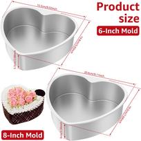 2Pcs Heart Shape Cake Pan 6 Inch 8 Inch Aluminum Alloy Cake Mold Cheesecake Baking Mold Tool Valentine's Day Birthdays Bakeware
