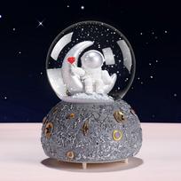 Astronaut Snowflake Crystal Ball Music Box Musical for Birthday Boys pilka spalva