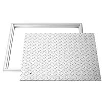 Šulinio dangtis su rėmu, 600 x 600 mm kvadratinis septiko dangtis su pagrindu, tvirtas neslystantis anglinio plieno drenažo kanalo apžiūros dangtis