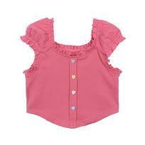 LUSON Girls' Puff Sleeve Short Sleeve Top 120 rožinės rožinės spalvos