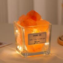 Orange Crystal Stone Aromatherapy Night Light: Natural Salt Cup Ornament & Souvenir 10ml Essential Oil