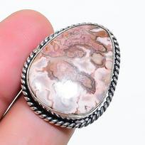 Natural Laguna Lace Agate Gemstone 925 Sterling Silver Jewelry Ring Size 9 AR-17641