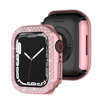 Protective Case for Apple Watch Series 7 41mm Double Row Rhinestone Bezel Cover Compatible with 41mm Smartwatch Models rožinė