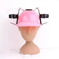 Beverage Helmet Drinking Beer cola Coke Soda Miner Hat Lazy lounged Straw Cap Birthday Party Cool Unique Toy Prop Holder Guzzler rožinė