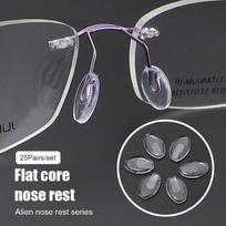 50PCS=25Pairs/Set Plug-in Eyeglasses Nose Pads Transparent PVC Anti Slip Nosepads Flat Oval Eyewear Bracket Eyeglass Accessory