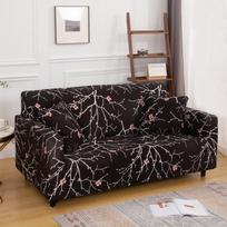 Spausdintas tampus sofos užvalkalas svetainei L formos kombinuota šezlongo sofa užvalkalas namų dekoras 1/2/3/4 vietų nuimamas S (90-140CM) black