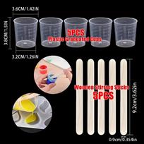 5/10/20 rinkinių 30 ml/1 oz plastikinių graduotų puodelių su mediniais maišymo pagaliukais, skaidrūs graduoti puodeliai, žvakių gamybos rinkiniai 5SET gray