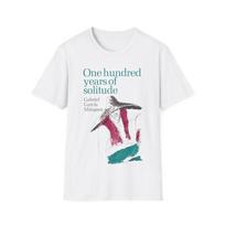 1967 gabriel garcía márquez 'one hundred years of solitude' book cover tshirt L white