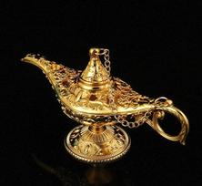 Aladino stebuklinga lempa Metaliniai amatai Retro europietiško stiliaus namų dekoravimo ornamentai Cosplay nuotraukų rekvizitai Šventinės vakarėlių dovanos 1pcs auksas