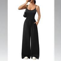 Jumpsuits For Women Sleeveless Spaghetti Strap Womens Jumpsuit  Wide Leg Summer Romper With Pockets 2026 L juoda
