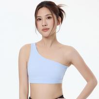 Women's Cross-Strap One-Shoulder Sports Bra for Running, Yoga, and Pilates - Shockproof with Beautiful Back Design XL dangaus mėlyna spalva