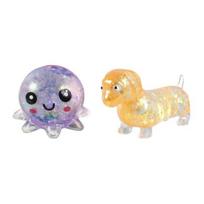 2/3Pcs Glitter Dachshund Stress Ball Clear Sausage Dog Stress Relief Squeeze Toy Anxiety Relieving Slow Rising Animal Sensory Toy