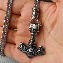 Titano plieno vikingų pakabukas ant kaklo Retro vyriški papuošalai Nerūdijančio plieno vikingų kaklo grandinėlė vyrams pendant + bead + 60cm chain brown