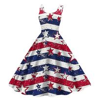 Sleeveless Dress with Star Pattern and Adjustable Spaghetti Straps for Women Summer Casual Wear S raudona