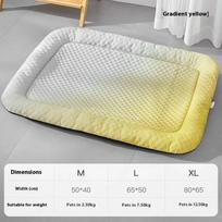 Breathable Summer Cooling Pet Bed Ice Pad Cold Silk Cool Feeling Dog Bed Skin-friendly Mat Gradient Color Series Pet Supplies (Yellow ,M  50x40cm) geltona