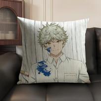 Hot Anime Comic B-Blue Period Pillow Case Double-Sided Printing Short Plush Sofa Cushion Cover Bedroom Bedside Pillow Peach skin 18*18(CM)-1Pcs
