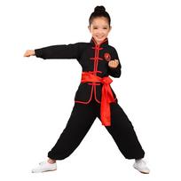 Chinese Wushu Costume Long Sleeves Martial Art Uniform Fashion Tai Chi Uniform  Children 150CM raudona