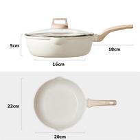 DONNOR Frying Pan With Lid Nonstick  Induction Cooking Skillet Granite Egg Pan Omelet Pans with Heat-Resistant Handle JT280