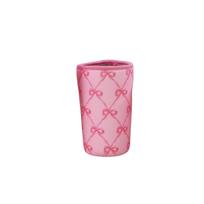 Reusable Neoprene Cup Sleeve Insulated Drink Holder with Bow Pattern for Hot and Cold Beverage Protection and Carrying pink