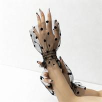 Pleated Tulle Flare Sleeve Ruffle Detachable Wristband Polka Dot Fake Cuffs  Clothing Decorative juoda
