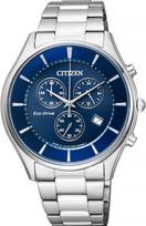 Citizen Collection AT2360-59L Men's Eco-Drive Thin Chronograph Watch, Blue Dial