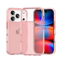 iPhone 18 Pro Max Transparent Dual-Color TPU+TPE Drop-Proof Soft Case iPhone 17 Pro Max skaidri rausva spalva