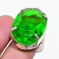 Natural Peridot Gemstone Handmade 925 Sterling Silver Jewelry Ring Size 8 AR-17898
