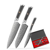LONSDOW 67 Layers Damascus Steel Santoku Knife Steel Handle Chef  Damascus Kitchen Knives Set 7 Inch