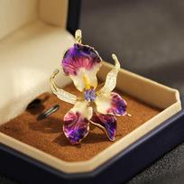 Elegantiškos emalio orchidėjų gėlių sagės Gražūs moteriški drabužiai Krepšio augalų sagės Smeigtukai Aksesuarai Dovanos 1pc
