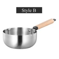 Japanese Non-Stick Frying Pan Saucepan with Wooden Handle Flat Bottom Ramen Noodle Cooking Sauce Milk Pots Home Kitchen Cookware 18cm