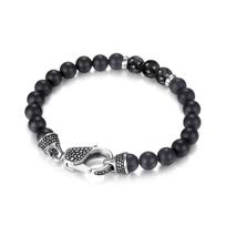ONYX QUARTZ STONE BRACELET  8mm matt onyx stone beads bracelet, with tourmalated quartz stones and stainless steel elements in matt finished