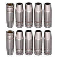 10 vnt. 15AK MB15 MIG MAG suvirinimo degiklio kūginis dujų antgalio puodelis, žalvarinis nikeliuotas, skirtas MB-15AK degikliui, 12 mm 18 mm skersmens