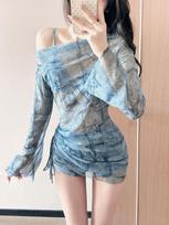 Women's Korean-Style Slimming Three-Piece Swimsuit Set with Cover-Up, Tummy Control, Sexy, Instagram-Worthy, 2026 S (40-45kg)