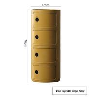 Nordic Round Cabinet: Multi-layer Bedside & Sofa Side Table with Sliding Door. Two-layer