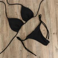Bikini swimsuit three-point allure sexy adjustable lace-up swimsuit multi-color strap chest pad set S juoda
