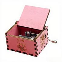 Wood Hand Crank Music Box Mom Dad Daughter Son - Sailor Moon Black Wood Color White Square 6.4×5.2×4.2cm 1 Music Box - rožinė