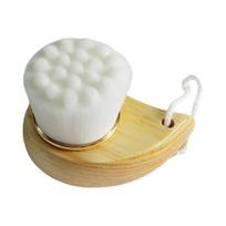 Soft Bristle Facial Cleansing Brush Deep Pore Cleaning Travel Men Women Face Washing Scrubber with Ergonomic Wooden Handle 2 balta