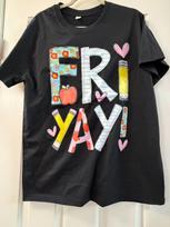 Friyay Teacher Shirt Cute School Pencil Apple Graphic Unisex Tee XL
