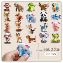 20 Cute 3D Animal Soft Magnetic Refrigerator Magnets - Waterproof DIY Stickers
