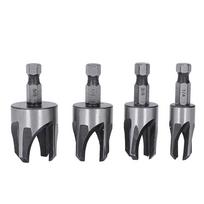 4pcs 1/4in Hex Shank Tapered Plug Cutter Claw Type Cutting Tool Durable Hole Saw Kit  Woodworking