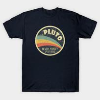 Asian Size Men Black Print T-shirt Never Forget Planet Pluto No-Cut Print Cotton Tshirt L juoda