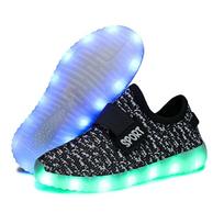 Stilingi Unisex 7 LED šviesos raišteliais šviečiantys batai sportbačiai sportinė apranga USB įkraunami 31=Foot Length19.8cm juoda