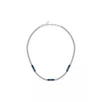 Maserati Jewels Blue And Silver Tone Stainless Steel Necklace JM425AVD109 For Men