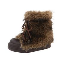 Retro Versatile Large Head Fur Boots Women's Winter New Fashionable Thick Bottom Snow Boots Warm Cold Resistant Women's Boots 35 ruda