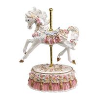 Carousel Horse Statue Music Box Collections Centerpiece Wear Resistant Rotating Horse Figurine for Desk Living Room Farmhouse įvairiaspalvis
