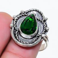 Natural Peridot Gemstone Handmade 925 Sterling Silver Jewelry Ring Size 8 AR-17902