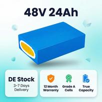 48V elektrinio dviračio baterija 24Ah Vokietijos sandėlyje, 3000mAh 13s8p ličio jonų blokas su 50A BMS 4A XT60 greitu įkrovikliu riebalų padangų MTB dviračiui 48 V 24Ah