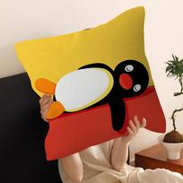 Pingu Cartoon Pingu Pillow Anime Pillow Sofa Bed Head Pillow Cover Cushion Cover 45X45 Cm Fashion Peach skin 18*18(CM)-1Pcs