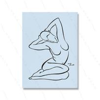 Blue Tone Modern Gallery Wall Set Minimalist Art Print Picasso Abstract Line Figure Flowers Canvas Painting Living Home Decor 21X30CMNo Framed