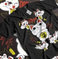 Anime Dandadan UnisexekiNeko Lucky Cats Graphic Black TShirt All Size S